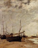 Boudin, Eugene - Low Tide, Grounded Sailboats